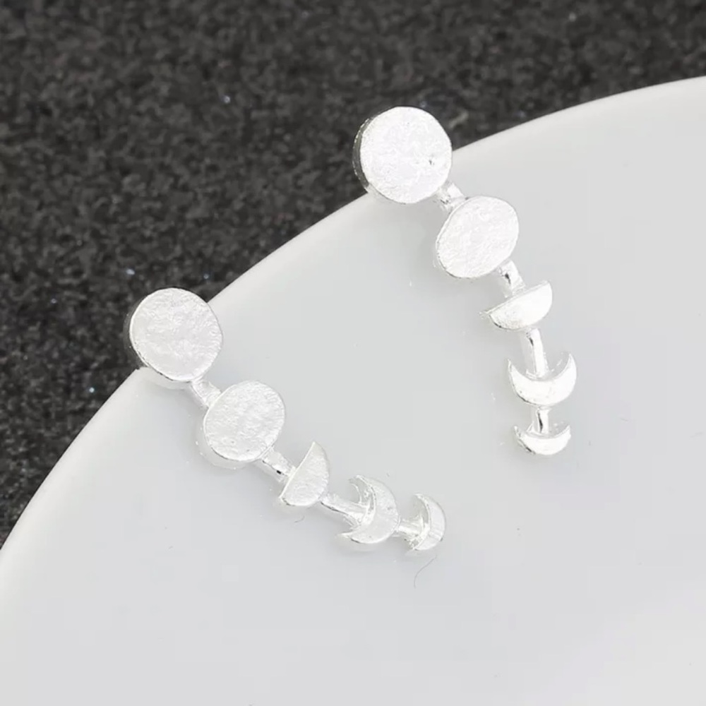 Unique Moon Phase Climber Minimalist Space Galaxy Planet Star Science Earrings - Picture 6 of 6